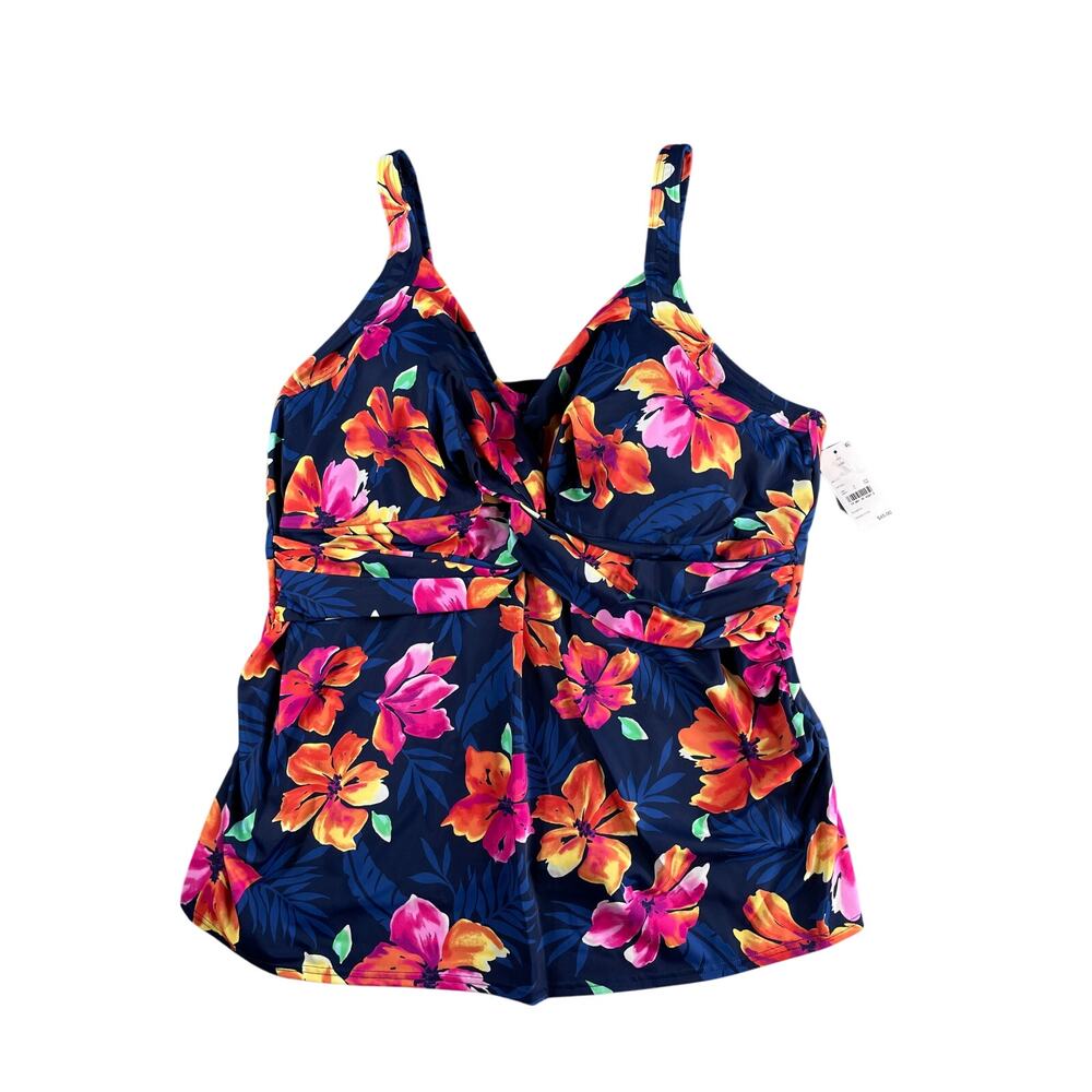 Lands End Swim Shirt Womens 26W Tank Multicolor Floral Underwire Padded NWT